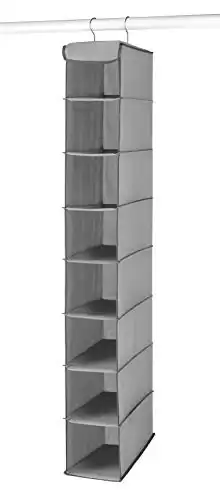 Whitmor Hanging Shoe Shelves 8 Section Closet Organizer Grey