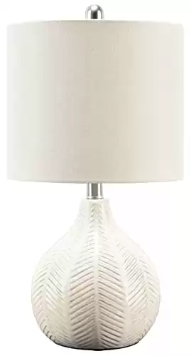 Signature Design by Ashley Rainermen 20″ Modern Herringbone Ceramic Table Lamp, Off White