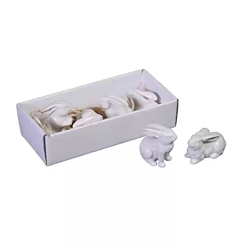 Creative Co-Op White Ceramic Bunnies (Set of 6 Pieces)
