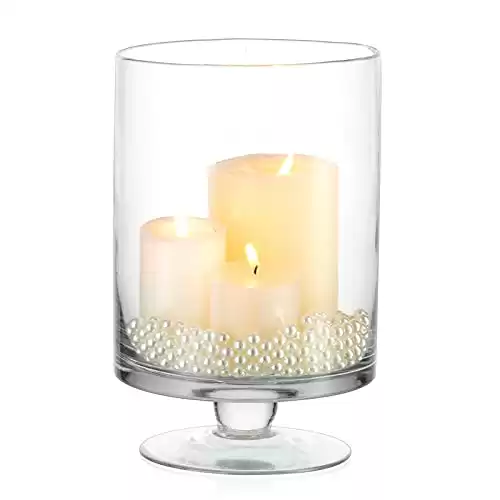 Glass Candle Holder for Pillar Candles - Large Glass Vases for Table Decoration, Clear Hurricane Candle Holder for Wedding Christmas Halloween Party Centerpiece Dining Room Decor, Gifts for Women