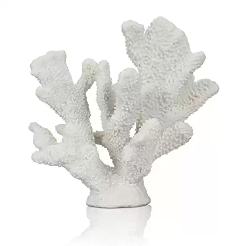 ALIWINER White Coral Decor White Coral Reef, Faux Artificial Coral Statue, Nautical Decor for Beach Theme Home, Wedding, Tabletop Window Display Decoration of Home Living Room Decor 7.8" Height
