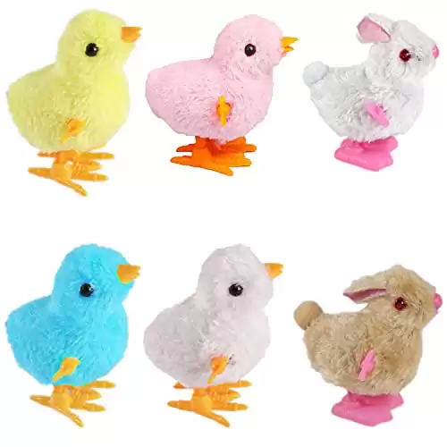 CICITOYWO Bunny and Jumping Chick Wind Up Toys Novelty Chicken Hopping Windup Toy for Kids Toddlers Adult Easter Egg Hunt Basket Stocking Stuffers Party Favors Goody Bag Fillers Gifts (Colorful-1)