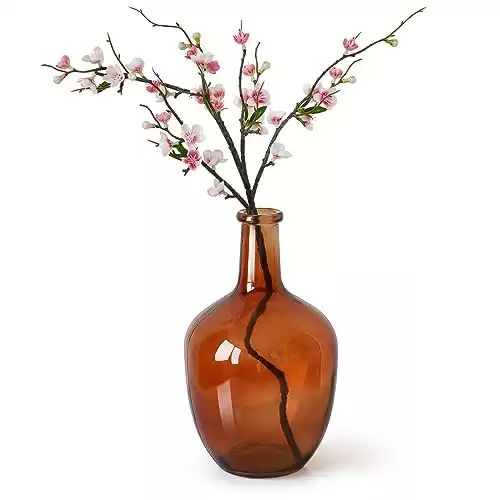 Bfttlity Clear Glass Vase Tall Farmhouse Vase for Branches Glass Vases for Centerpieces in Home Decoration (M-Amber)