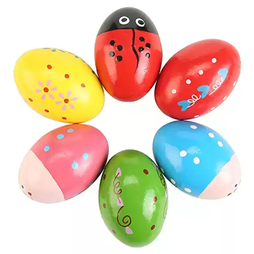 6Pcs Wooden Egg Shakers Hand Musical Maracas Percussion Instruments