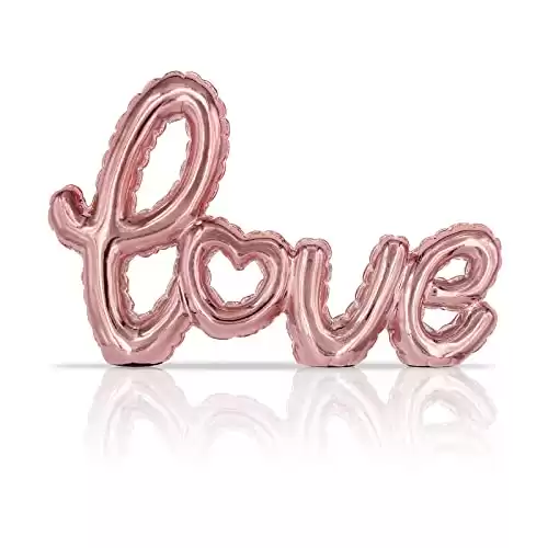 Small Light Pink Love Signs Letters for Home Decor – Sweet Love Signs Art Sculpture Tabletop Decorations for Valentines Day Table Decorations and Anniversary&Wedding Engagement Party Gift fo&am...