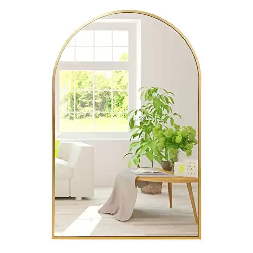 Amgngala Gold Arched Mirror 20" x 30" Gold Wall Mirror for Bathroom, Arch Mirror Gold Mirror for Bedroom, Living Room, Entryway, Salon