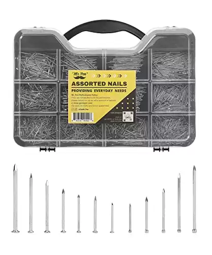 Mr. Pen- Nail Assortment Kit, 1500 Pcs, Assorted 12 Sizes Brad Head and Flat Head Nails, Small Nails for Hanging Pictures, Picture Hanging Nails, Finishing Nails, Picture Nails, Hardware Nails