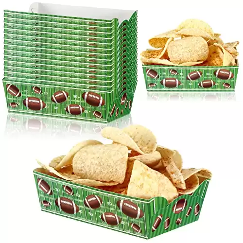 60 Pack Football Party Supplies Football Plates Paper Food Serving Tray Paper Trays Paper Food Boats Paper Food Tray for Concession Food, Condiment, Carnivals (Football)