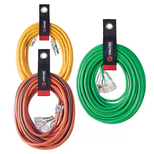 VELCRO Brand Easy Hang Extension Cord Holder Organizer Variety Pack | Holds 60-100lbs, Heavy Duty Straps Fit Easily on Hooks or Nails | Perfect for Garage Organization | 3-pk 10 ,14 and 1...