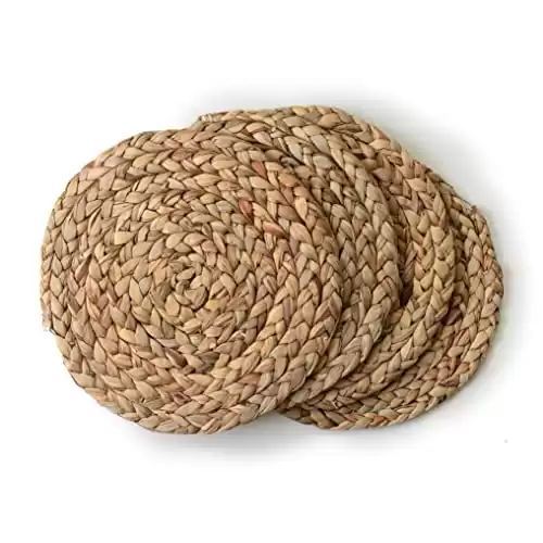 Benson Mills Water Hyacinth Braided Round Placemat Set of 4 (Natural, 15" Round)