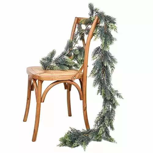 DearHouse Pine Christmas Garland,6Ft WinterArtificial Greenery Garland for Holiday Season Mantel Fireplace Table Runner Centerpiece Decor