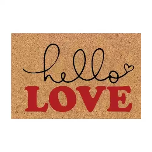 Love Front Door Mat Indoor 23.6 X 15.7 Inches Valentines Day Hello Happy Valentines Day Doormat Farmhouse Sweet Heart with Hearts Spring Couple Rugs Door Decorations Heart Print Outdoor Rugs