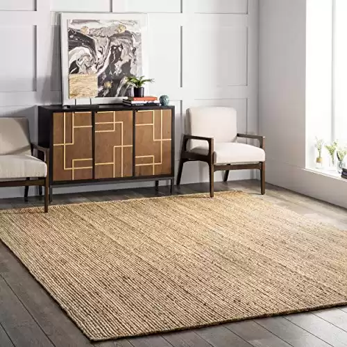 nuLOOM Rigo Hand Woven Farmhouse Jute Area Rug, 6 9, Natural