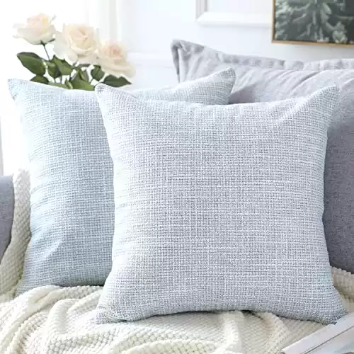 OTOSTAR Linen Throw Pillow Covers Set of 2 Decorative Square Pillowcases Cushion Covers 18×18 Inch for Home Decor Sofa Bedroom Car 45 x 45CM Blue Grey