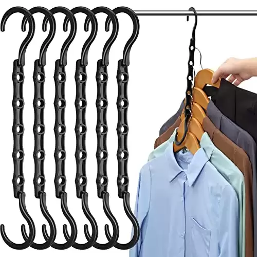 AMKUFO 6 Pack-Closet-Organizers-and-Storage, Magic-Hangers-Space-Saving-for-Clothes, Closer-Organizer-for-Closet-Organization, Space-Saver-Hanger-Organizer-for-Multipurpose, Dorm-Room-Essentials