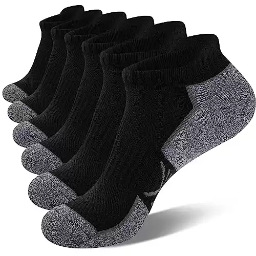 eallco Men’s Ankle Socks Running Athletic Low Cut Sock Cushioned Breathable Anti-Blister Tab Sports Socks For Men 6 Pairs