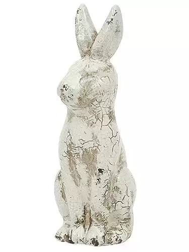 The Bridge Collection Distressed White Ceramic Rabbit Figurine