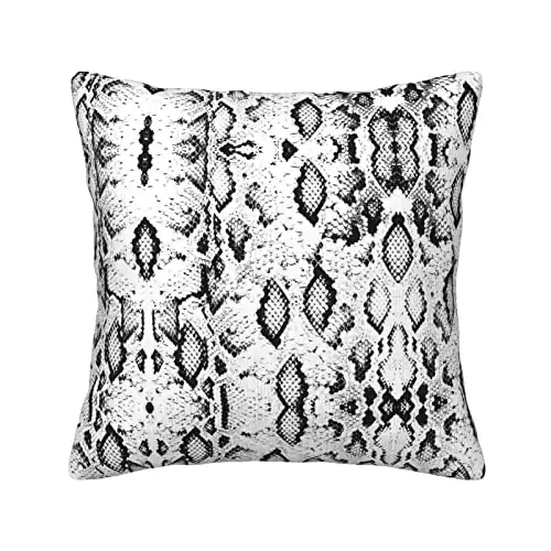 MQGMZ Snake Skin Black and White Print Corduroy Throw Pillow Covers Soft Square Throw Pillow Case Decor Sofa Living Room