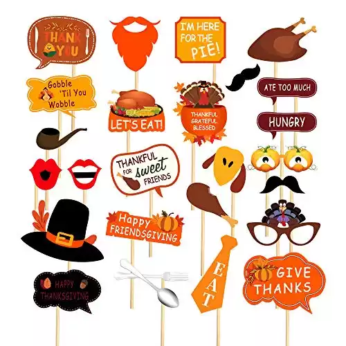 7-gost 25PCS Friendsgiving Photo Booth Props Friends Thanksgiving Day Party Supplies Decorations