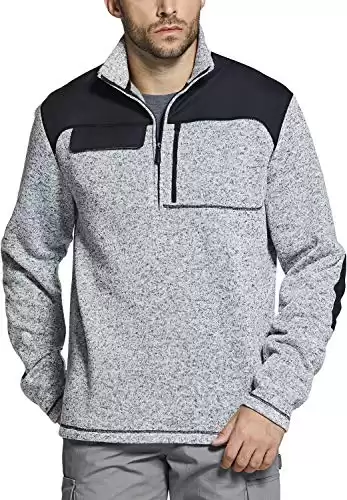 CQR Men's Thermal Fleece Half Zip Pullover, Winter Outdoor Warm Sweater, Lightweight Long Sleeve Sweatshirt, Half Zip Sweater Fleece Heather grey, X-Small
