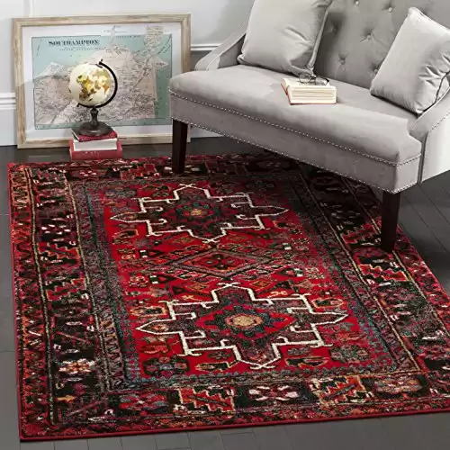 SAFAVIEH Vintage Hamadan Collection Area Rug - 6'7" x 9', Red & Multi, Oriental Traditional Persian Design, Non-Shedding & Easy Care, Ideal for High Traffic Areas in Living Room...
