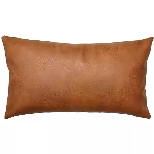 JOJUSIS Modern Leather Throw Pillow Cover for Couch Sofa Bed 12 x 20 Inch 100% Faux Leather