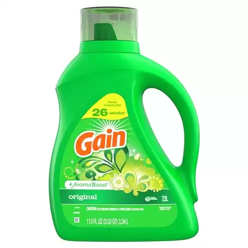 Gain + Aroma Boost Liquid Laundry Detergent, Original Scent, 78 Loads, 113 fl oz, HE Compatible