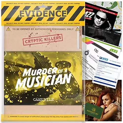 Cryptic Killers Unsolved Murder Mystery Game - Cold Case File Investigation - Detective Clues/Evidence - Solve The Crime - Individuals, Date Nights & Party Groups - Murder of a Musician