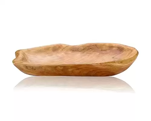 Jovivi Natural Fir Root Wood Dish Bowl, Handmade Wood Serving Platter Tray Plate,Wooden Plates for Sandwich Bread Fruit Salad Snack Dough Candy Serving Appetizer Display (11.4 x7.5 )