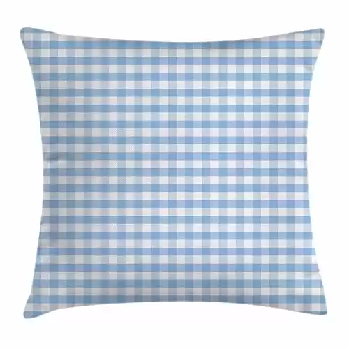 Ambesonne Checkered Pillow Cushion Cover Pack of 2, Little Squares and Stripes Pastel Color Gingham Repeating Rows Vintage Tile, Decorative Square Accent Pillow Case, 2 Pcs-18" x 18", Pale B...