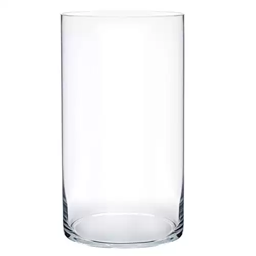 Royal Imports Flower Glass Vase Decorative Centerpiece for Home or Wedding - Cylinder Shape, 12" Tall, 6" Opening, Clear