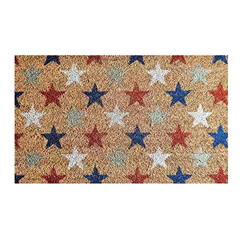 NINAMAR Patriotic Door Mat - USA Americana Decor - Natural Coir - 29.5 x 17.5 inch